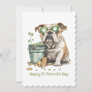 Tarjeta Festiva Feliz día de San Patricio English Bulldog