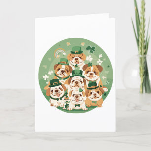 Tarjeta Festiva Feliz día de San Patricio English Bulldogs