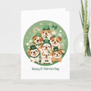 Tarjeta Festiva Feliz día de San Patricio English Bulldogs