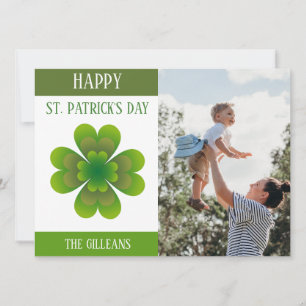Tarjeta Festiva Feliz día de San Patricio foto familiar de trébole