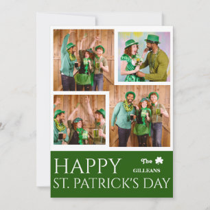 Tarjeta Festiva Feliz día de San Patricio foto familiar de trébole