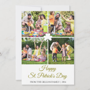 Tarjeta Festiva Feliz día de San Patricio foto familiar de trébole