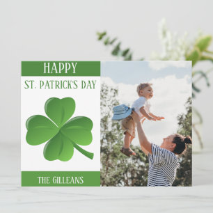 Tarjeta Festiva Feliz día de San Patricio foto familiar de trébole