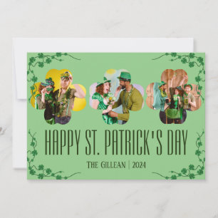 Tarjeta Festiva Feliz día de San Patricio foto familiar de trébole