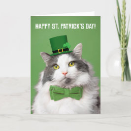 Tarjeta Festiva Feliz día de San Patricio Gatito lindo en verde