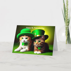 Tarjeta Festiva Feliz día de San Patricio gatos