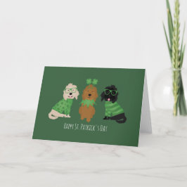 Tarjeta Festiva Feliz día de San Patricio Goldendoodle Dogs