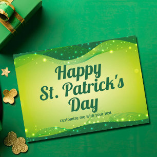 Tarjeta Festiva Feliz día de San Patricio Lindo brillo verde perso
