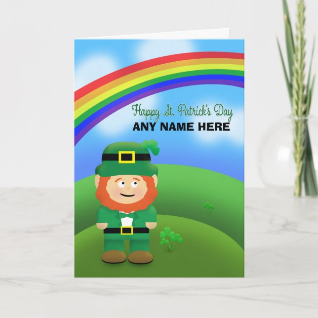 Tarjeta Festiva Feliz Día de San Patricio, nombre personalizado Le (Anverso)