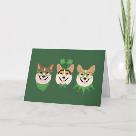 Tarjeta Festiva Feliz día de San Patricio Pembroke Welsh Corgi Dog