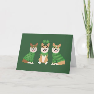 Tarjeta Festiva Feliz día de San Patricio Pembroke Welsh Corgi Per