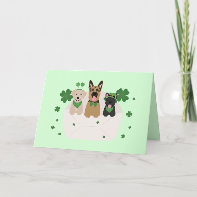 Tarjeta Festiva Feliz día de San Patricio perro correo (Anverso)