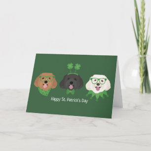Tarjeta Festiva Feliz día de San Patricio perros Maltipoo