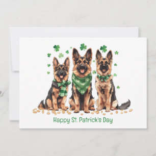 Tarjeta Festiva Feliz día de San Patricio perros pastor alemán