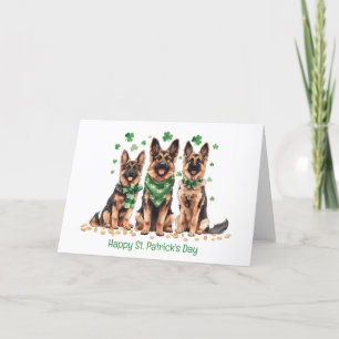 Tarjeta Festiva Feliz día de San Patricio Perros Pastor Alemán