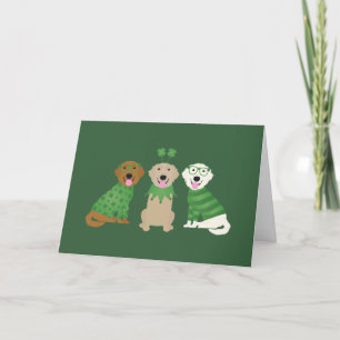 Tarjeta Festiva Feliz día de San Patricio perros Retriever Dorado