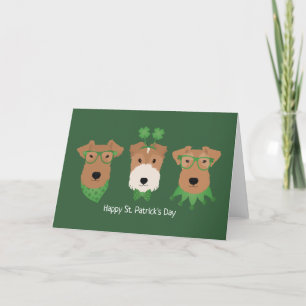 Tarjeta Festiva Feliz día de San Patricio perros Terrier de alambr
