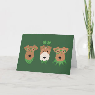 Tarjeta Festiva Feliz día de San Patricio perros Terrier Galés de 