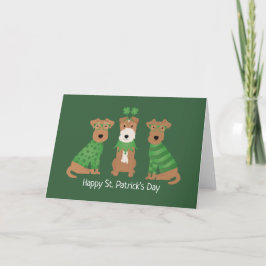 Tarjeta Festiva Feliz día de San Patricio perros Welsh Wire Fox Te
