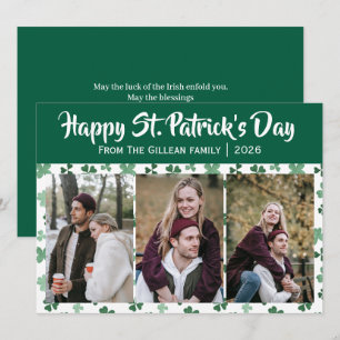 Tarjeta Festiva Feliz día de San Patricio Shamrocks familia 3 foto
