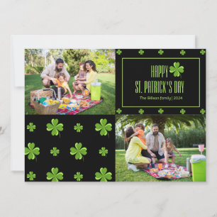 Tarjeta Festiva Feliz día de San Patricio Shamrocks familia Dos fo