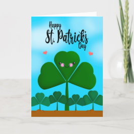 Tarjeta Festiva Feliz Día de San Patricio Sonriente Shamrock Clove