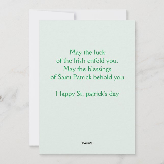Tarjeta Festiva Feliz día de San Patricio Suerte Shamrocks Simple (Reverso)