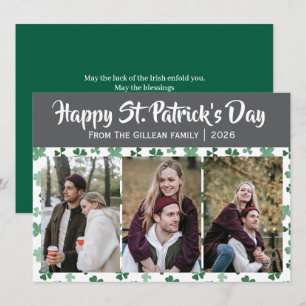 Tarjeta Festiva Feliz día de San Patricio tréboles familia 3 foto
