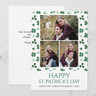 Tarjeta Festiva Feliz día de San Patricio tréboles familia 3 foto