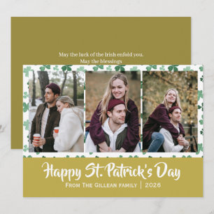 Tarjeta Festiva Feliz día de San Patricio tréboles familia 3 foto