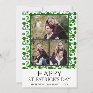Tarjeta Festiva Feliz día de San Patricio tréboles familia 3 foto
