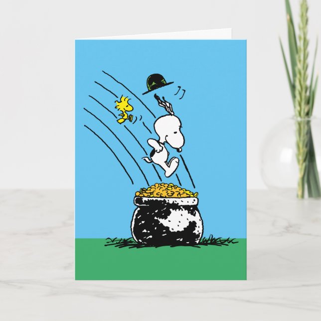 Tarjeta Festiva Feliz día de San Patricio Woodstock (Anverso)