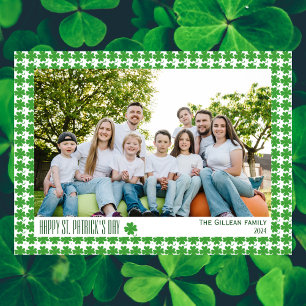 Tarjeta Festiva Feliz Día de San Patrick, familia Shamrock 1 foto