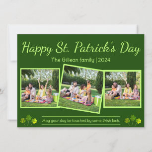 Tarjeta Festiva Feliz Día de San Patrick Familia Shamrock 3 foto H