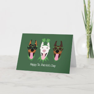 Tarjeta Festiva Feliz Día de San Patrón Perros Dobermann
