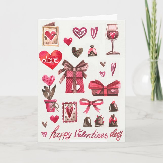 Tarjeta Festiva Feliz Día de San Valentín (Anverso)