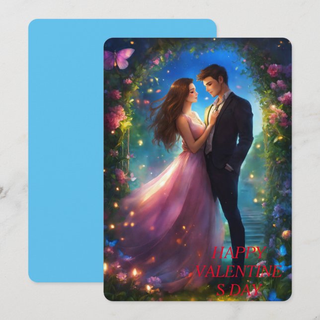 Tarjeta Festiva Feliz Día de San Valentín (Anverso / Reverso)