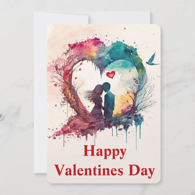 Tarjeta Festiva Feliz Día de San Valentín (Anverso)