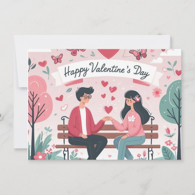 Tarjeta Festiva Feliz día de San Valentín (Anverso)