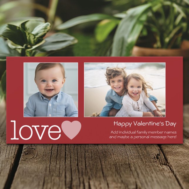 Tarjeta Festiva Feliz Día de San Valentín - 2 fotos - horizontal (Create A Personal Holiday Photo Card)