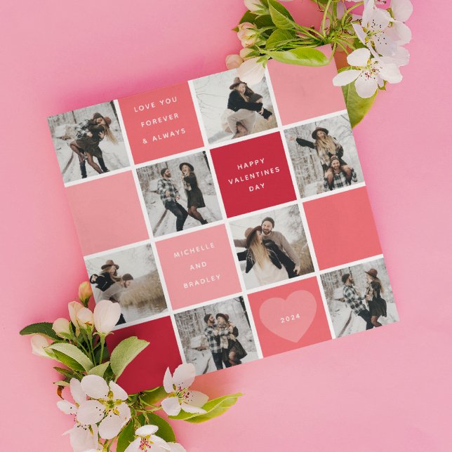 Tarjeta Festiva Feliz Día de San Valentín 8 Photo Grid (Subido por el creador)