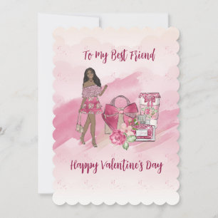 Tarjeta Festiva Feliz Día de San Valentín a la mujer negra como me