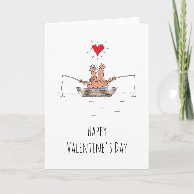 Tarjeta Festiva Feliz Día de San Valentín a los amantes de la pesc (Anverso)