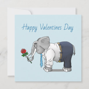 Tarjeta Festiva Feliz día de San Valentín a los elefantes