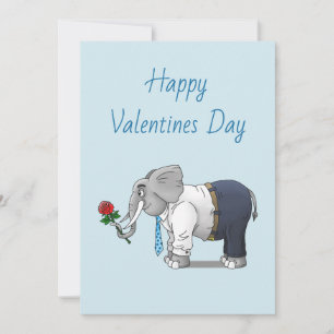 Tarjeta Festiva Feliz día de San Valentín a los elefantes