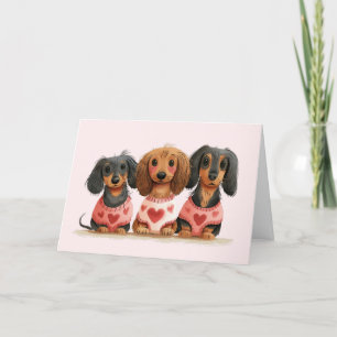 Tarjeta Festiva Feliz Día de San Valentín a los perros Dachshund