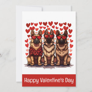 Tarjeta Festiva Feliz día de San Valentín a los perros pastor alem