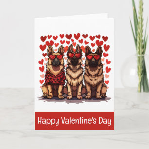 Tarjeta Festiva Feliz día de San Valentín a los perros pastor alem