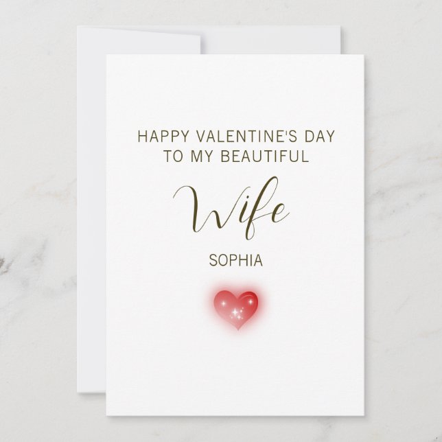 Tarjeta Festiva Feliz día de San Valentín a mi bella esposa (Anverso)