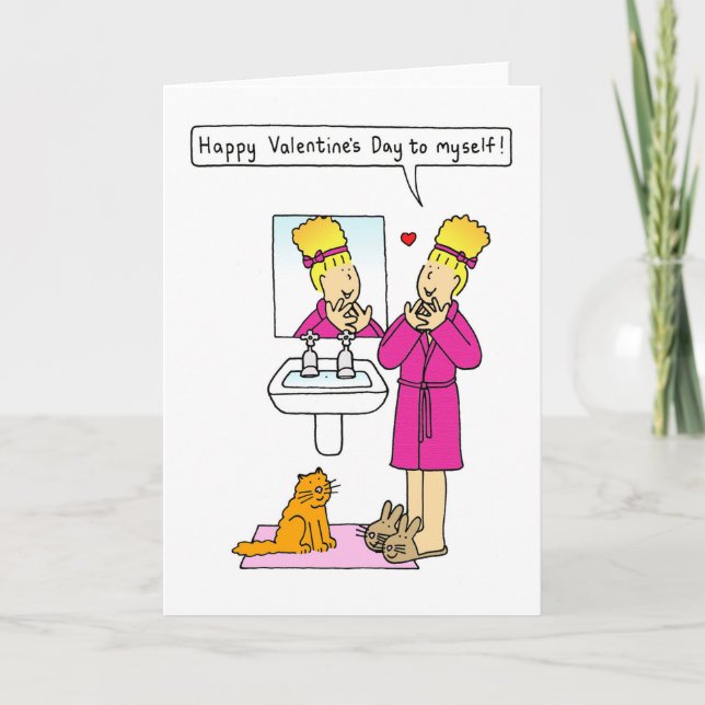 Tarjeta Festiva Feliz Día de San Valentín a mí mismo. (Anverso)